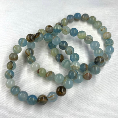 Blue Lemurian Calcite 8mm Beaded Bracelet - Wisdom