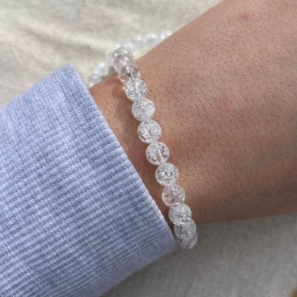 Cracked Clear Quartz 6mm Beaded Bracelet - Master Healer