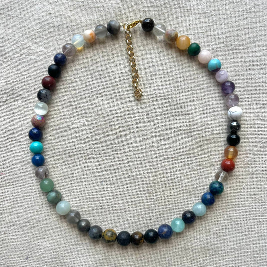 Manifestation 8mm Beaded Necklace - Crystal Mix