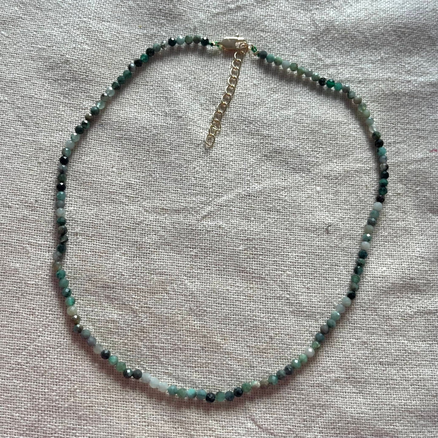 Emerald 3mm Facet Beaded Necklace - Renewal