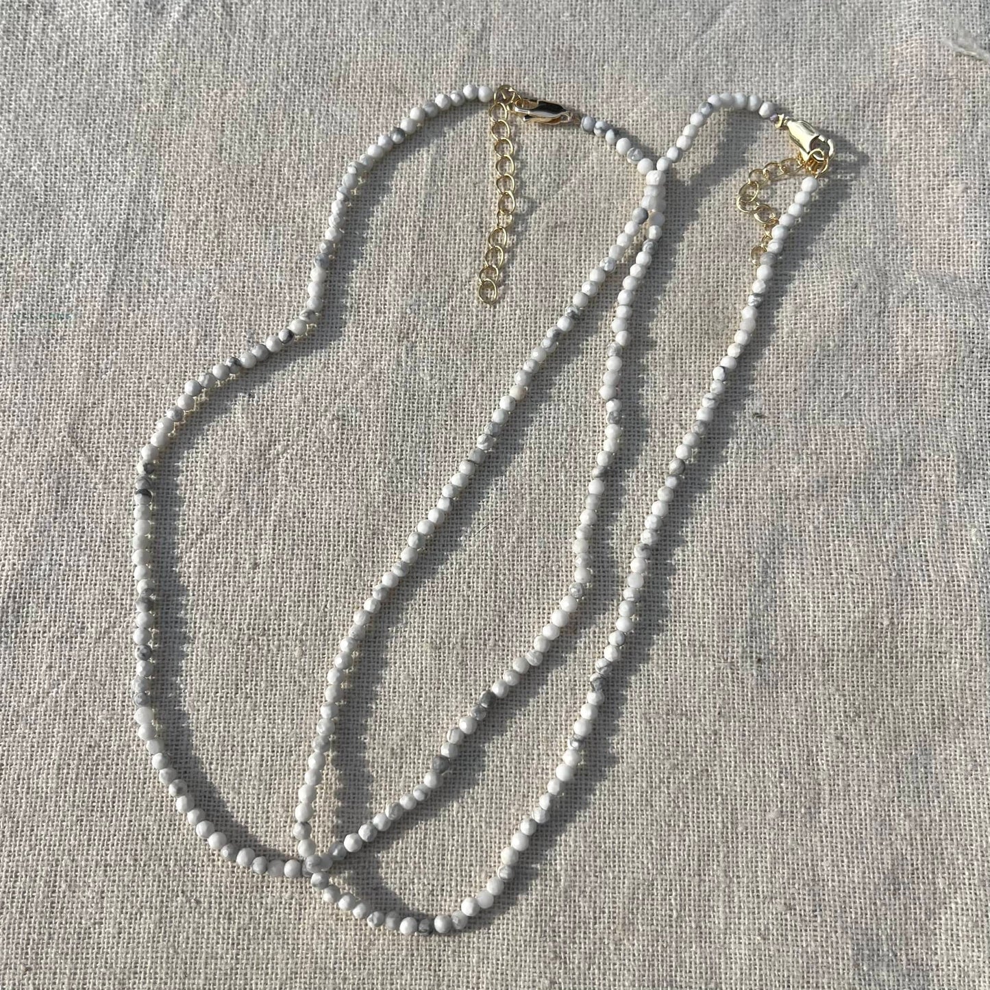 Howlite 3mm Facet Beaded Necklace - Patience