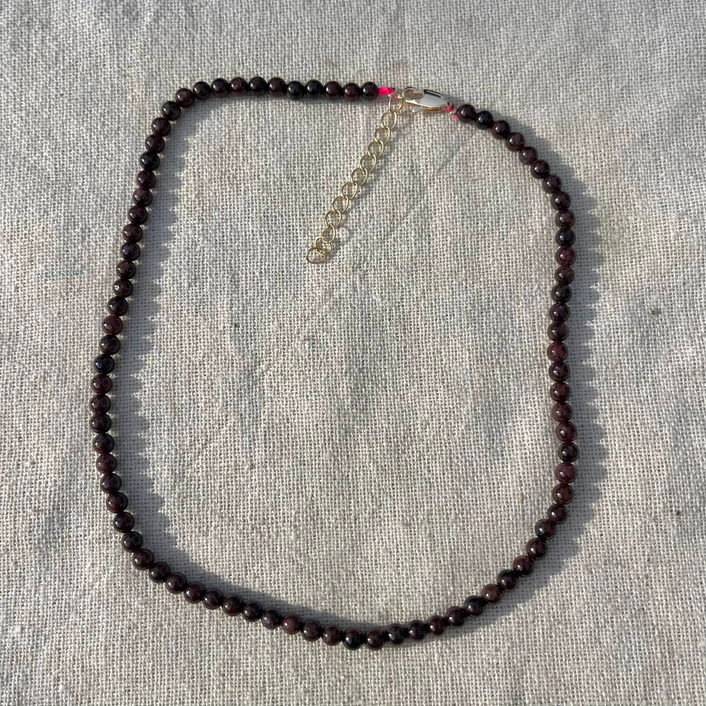 Garnet 4mm Beaded Necklace - Passion