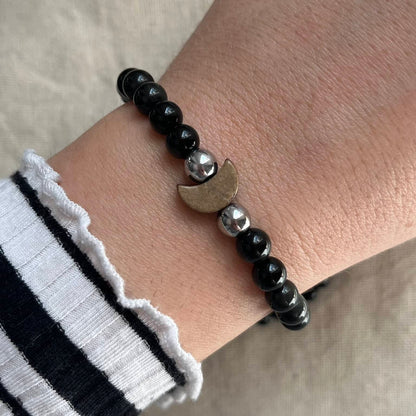 Lucky Moon Bracelet - Obsidian