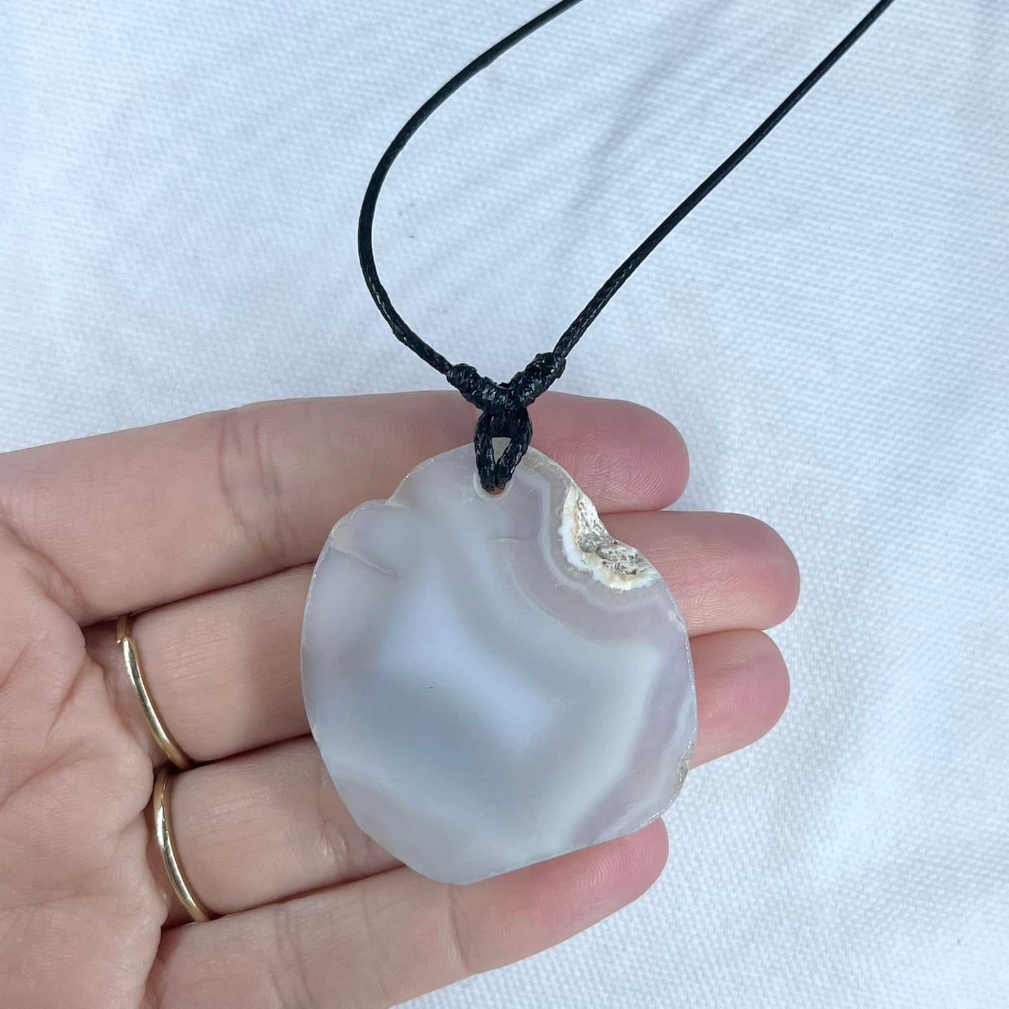 White Agate Slice Pendant - Soothing