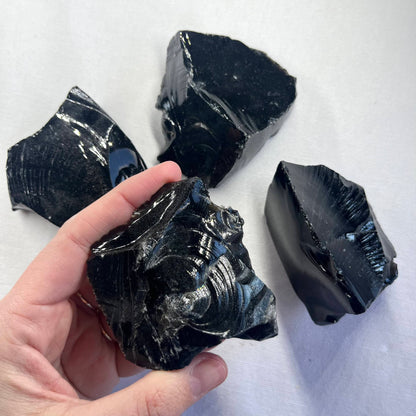 Black Obsidian Raw Crystal - Medium