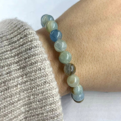 Blue Lemurian Calcite 8mm Beaded Bracelet - Wisdom