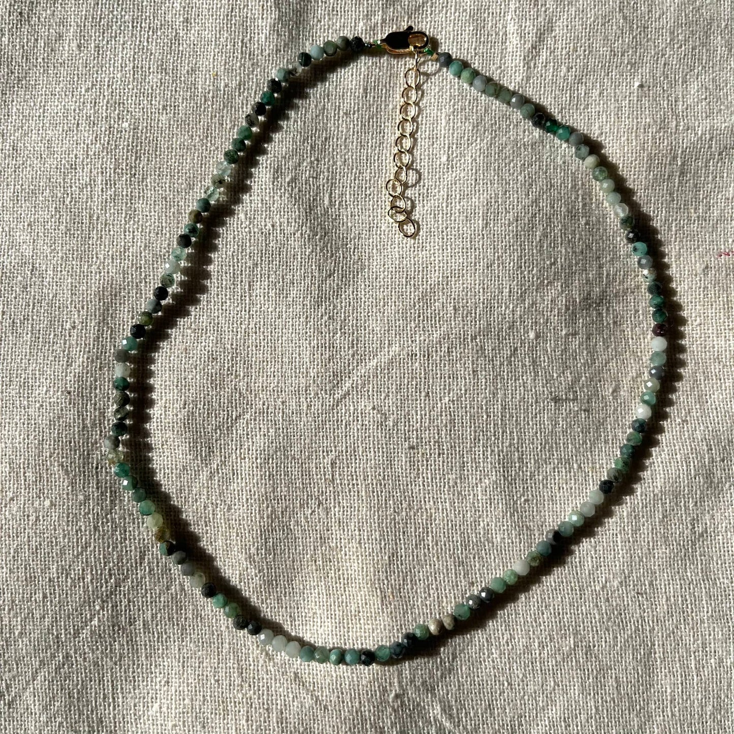 Emerald 3mm Facet Beaded Necklace - Renewal