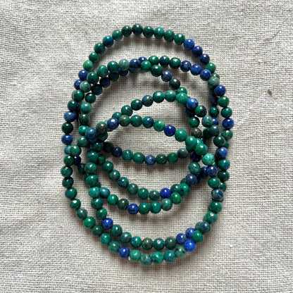 Chrysocolla Lapis Lazuli 4mm Beaded Bracelet - Harmony