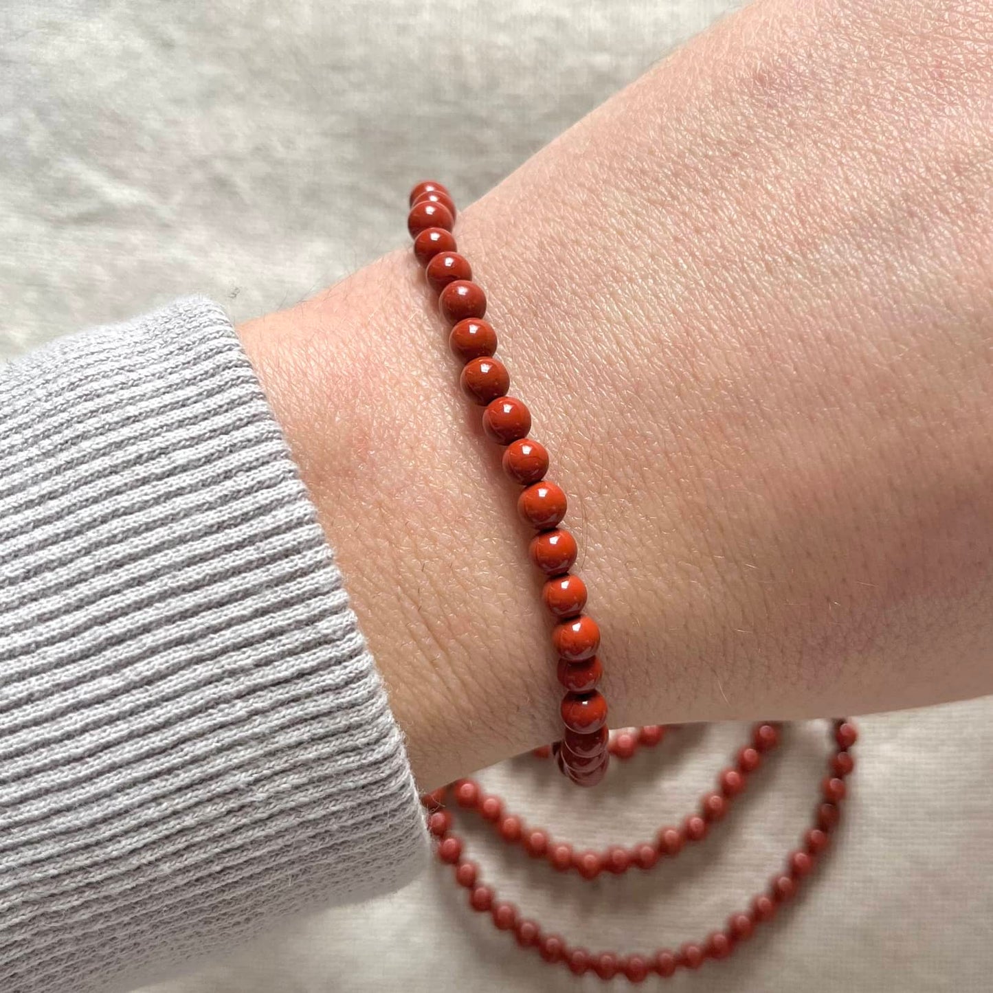 Red Jasper 4mm Beaded Bracelet - Endurance