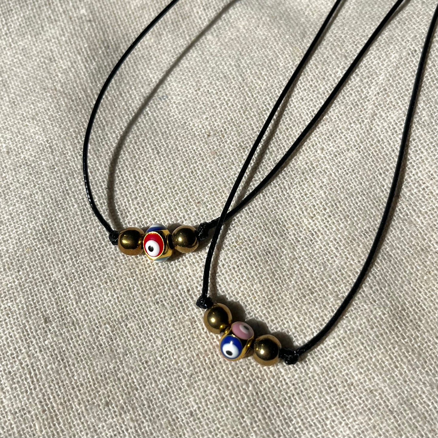 Golden Evil Eye Necklace - Hematite