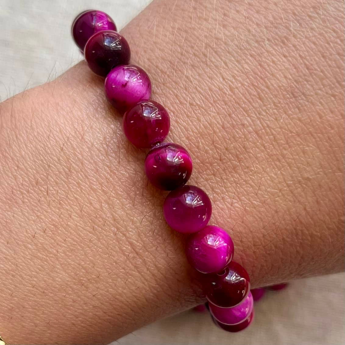 Pink Tiger Eye 8mm Beaded Bracelet - Empowerment