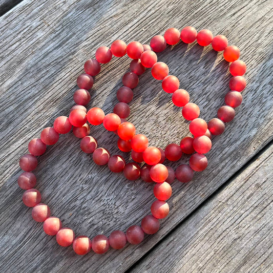 Red Agate 8mm Beaded Bracelet - Vitality