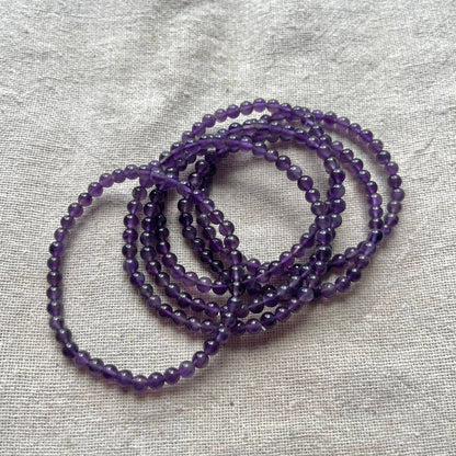 Amethyst 4mm Beaded Bracelet - Spiritual Protection