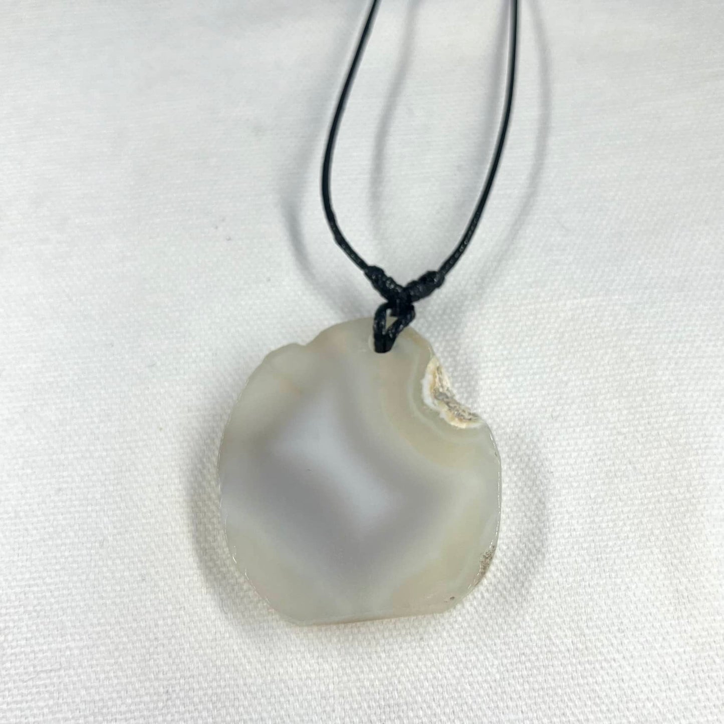 White Agate Slice Pendant - Soothing