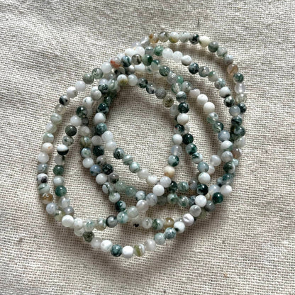 Tree Agate 4mm Beaded Bracelet - Grounding