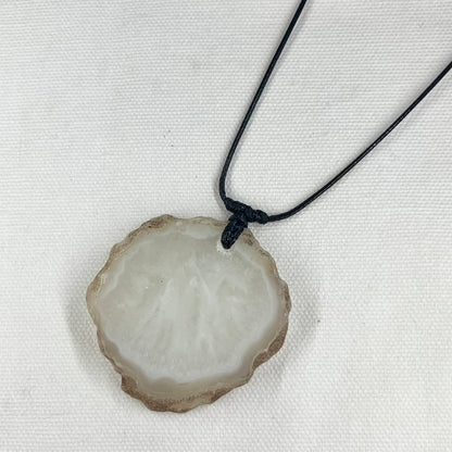 White Agate Slice Pendant - Soothing