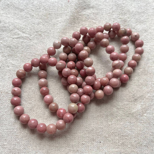 Rhodochrosite 8mm Beaded Bracelet - Compassion