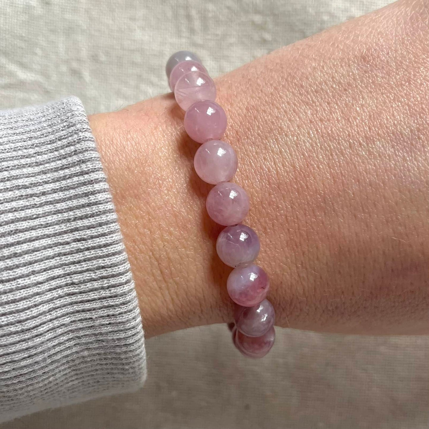 Lavender Rose Quartz 8mm Beaded Bracelet - Harmony