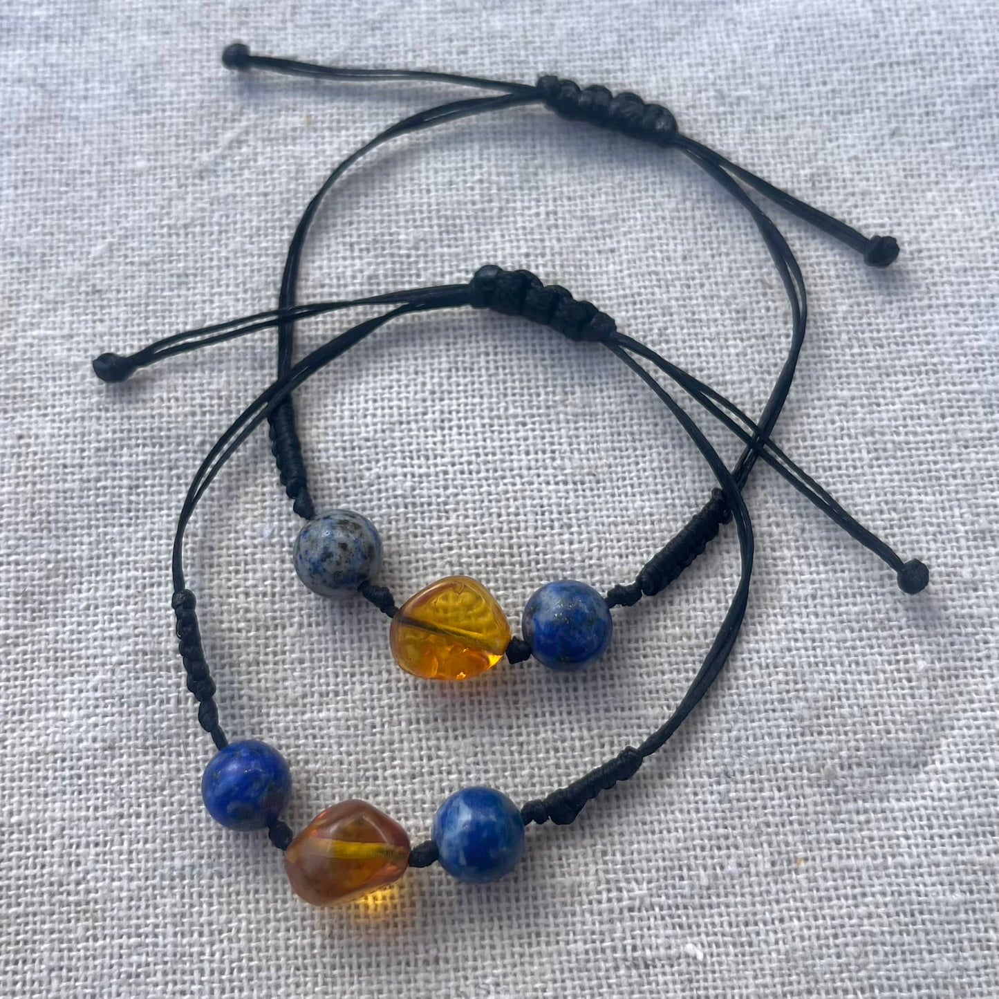 Amber & Lapis Cord Bracelet