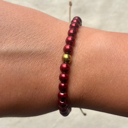 Lucky Red Hematite Cord Bracelet