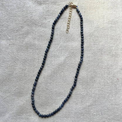 Blue Sapphire 4mm Facet Beaded Necklace - Spiritual Insight