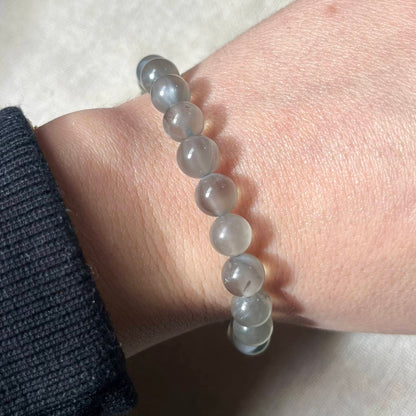 Black Moonstone 8mm Beaded Bracelet - Intuition