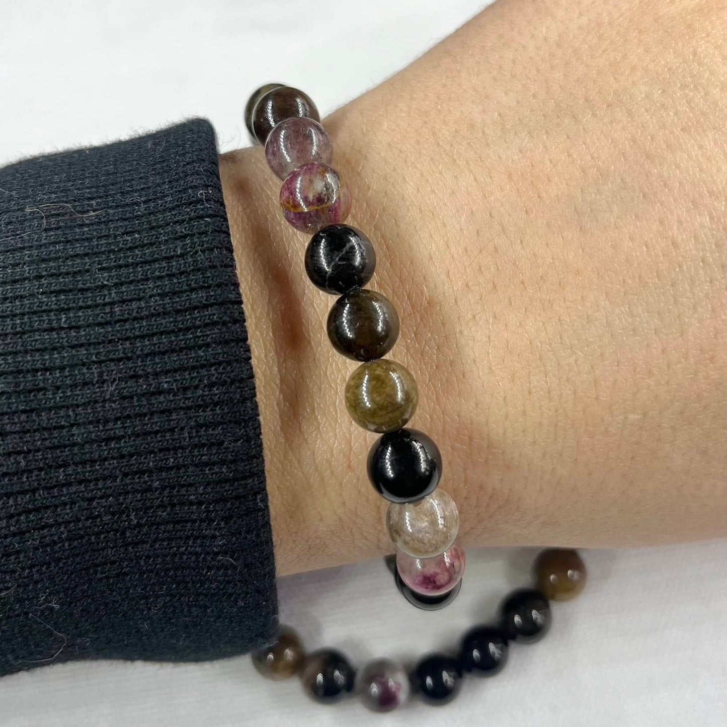 Watermelon Tourmaline 8mm Beaded Bracelet - Heart Centre