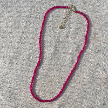 Fuchsia Jade 3mm Facet Beaded Necklace - Compassion