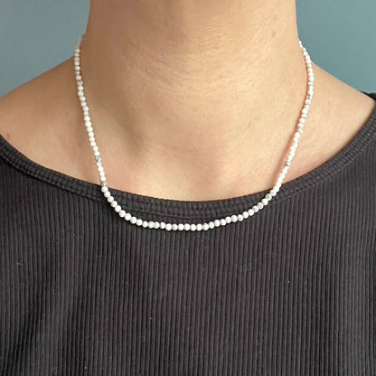 Howlite 3mm Facet Beaded Necklace - Patience