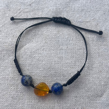 Amber & Lapis Cord Bracelet