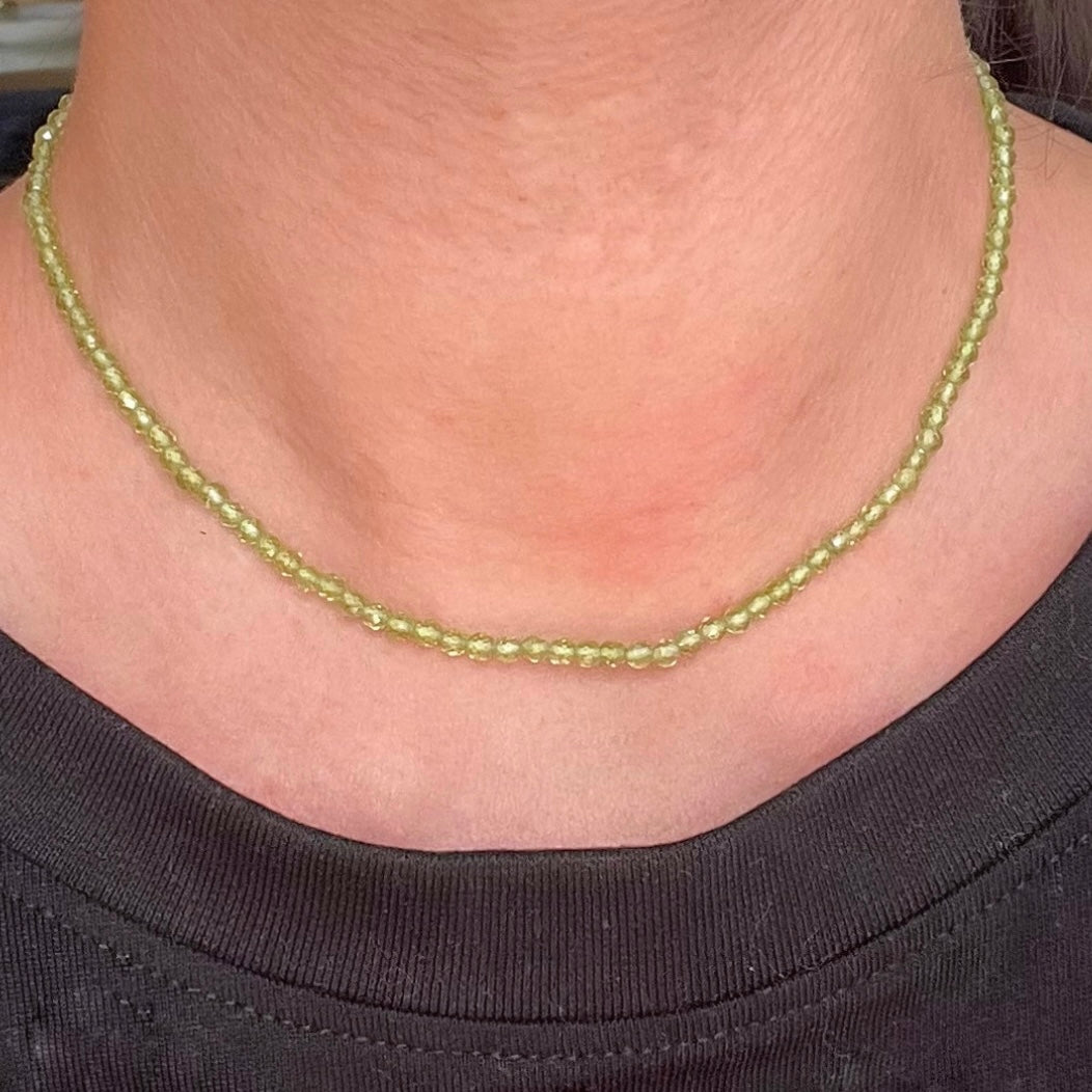 Peridot 3mm Facet Beaded Necklace - Abundance