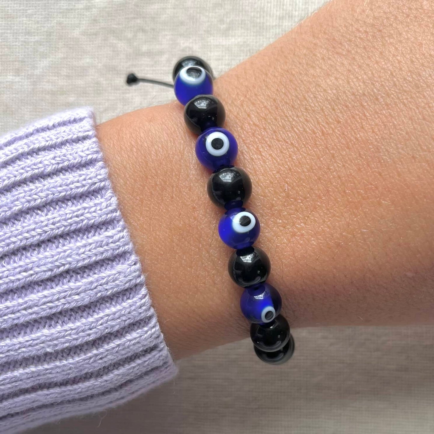 Evil Eye Obsidian Cord Bracelet