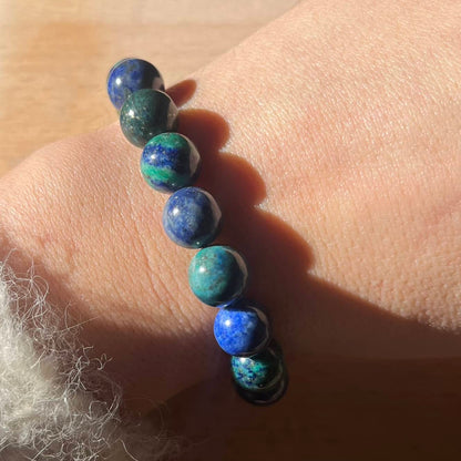 Chrysocolla Lapis Lazuli 10mm Beaded Bracelet - Harmony