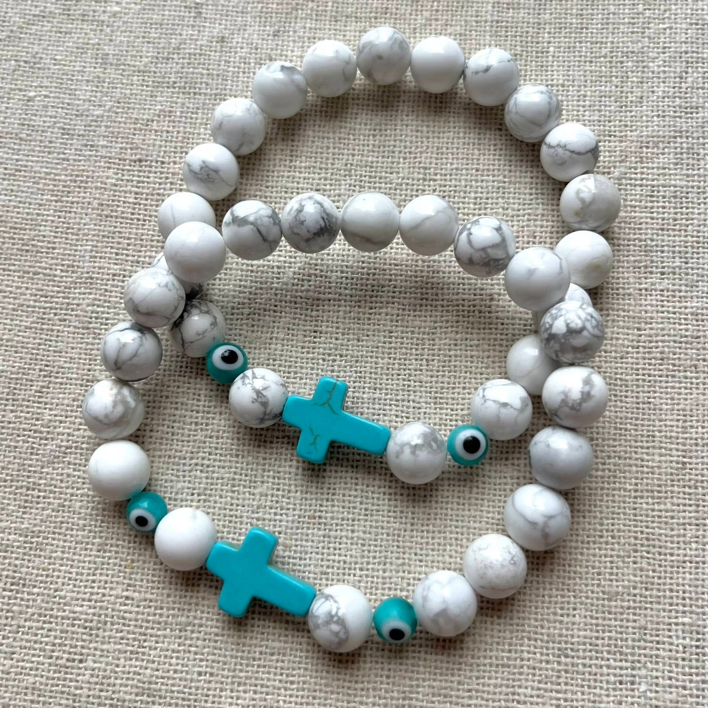 Mati Evil Eye Cross Bracelet - Howlite