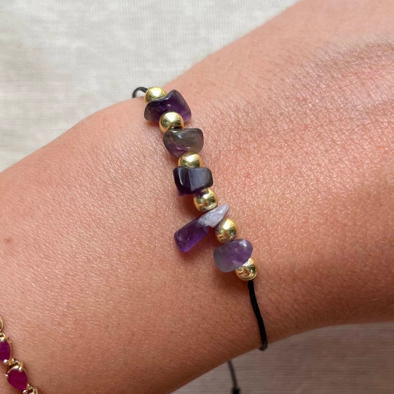 Amethyst & Hematite Cord Bracelet