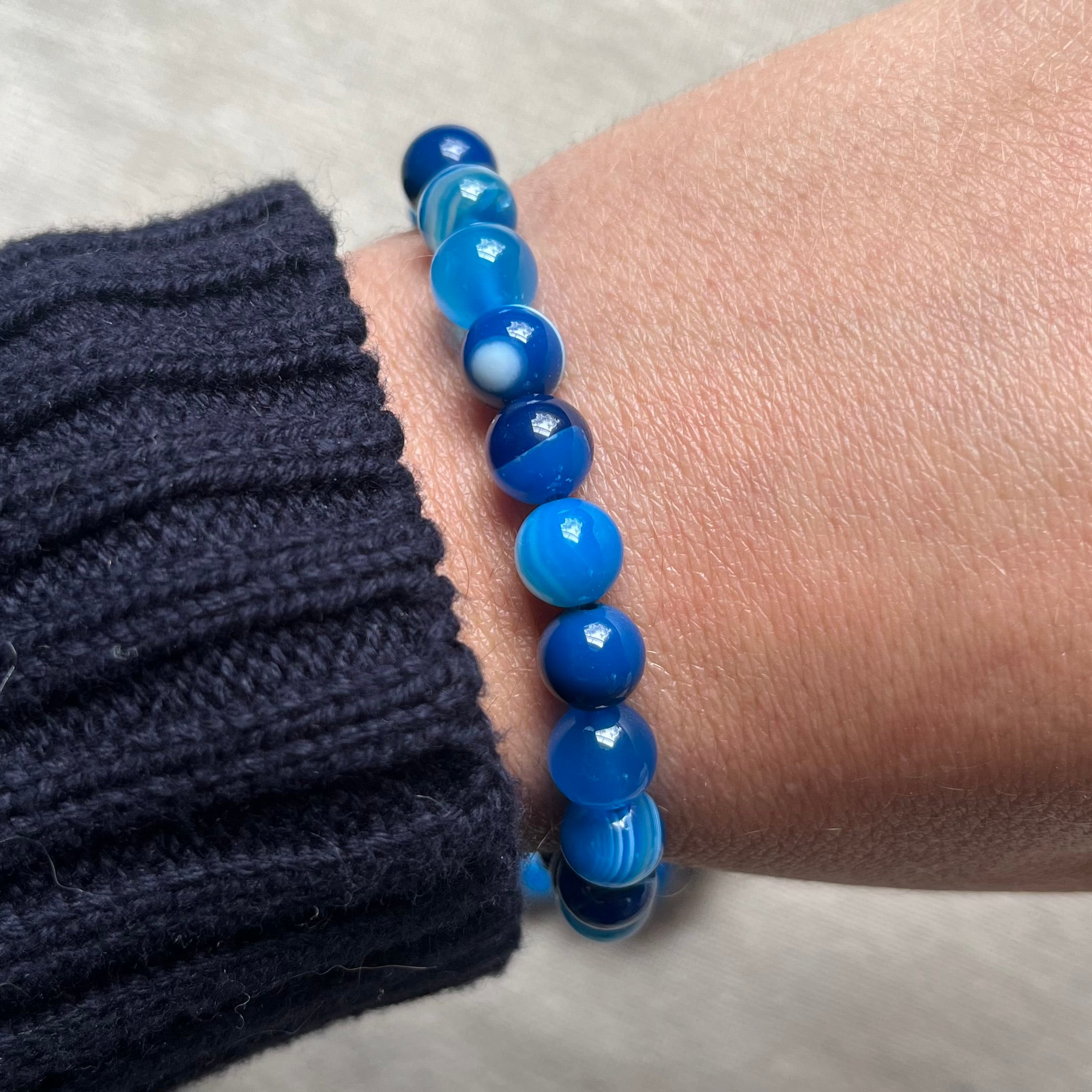 Blue Agate Beaded Cuff newest