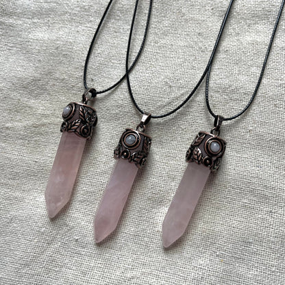 Mystic Point Pendant - Rose Quartz