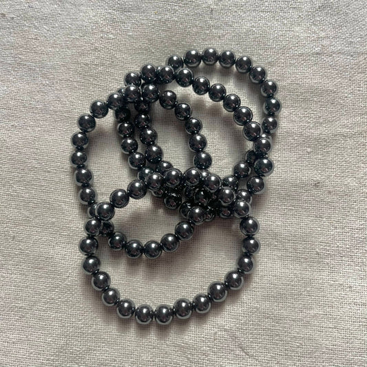 Black Hematite 8mm Beaded Bracelet - Grounding