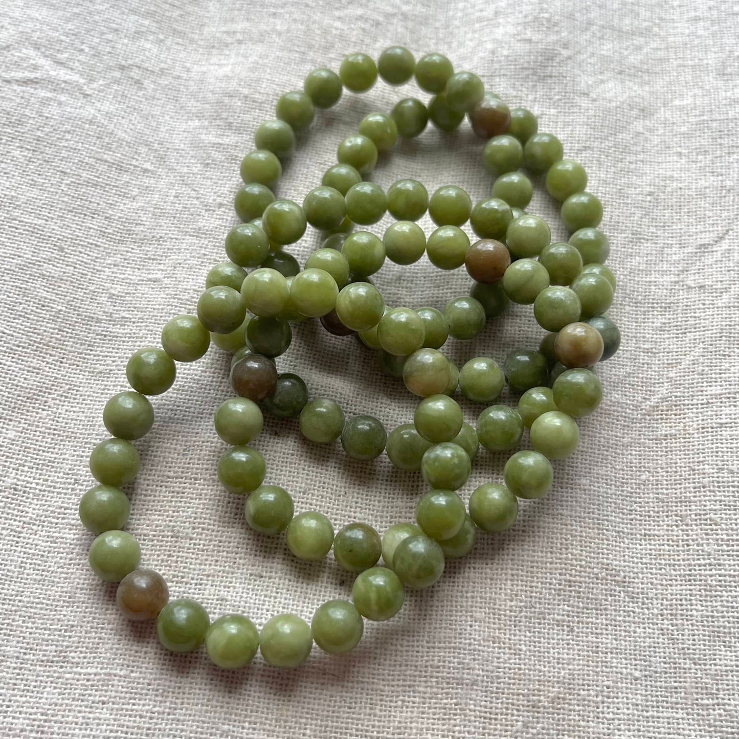 Green Jade 8mm Beaded Bracelet - Luck