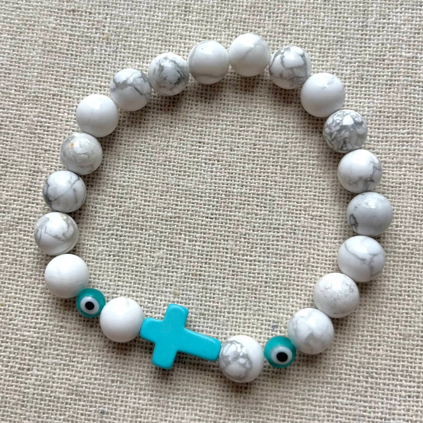 Mati Evil Eye Cross Bracelet - Howlite