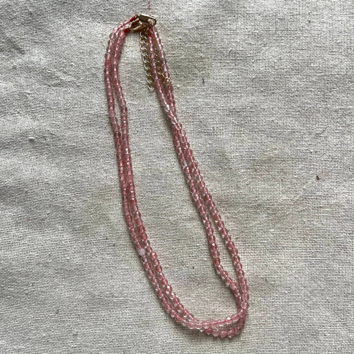 Cherry Quartz 3mm Facet Beaded Necklace - Motivation