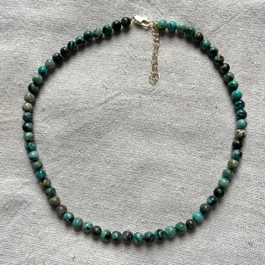 African Turquoise 6mm Beaded Necklace - Prosperity