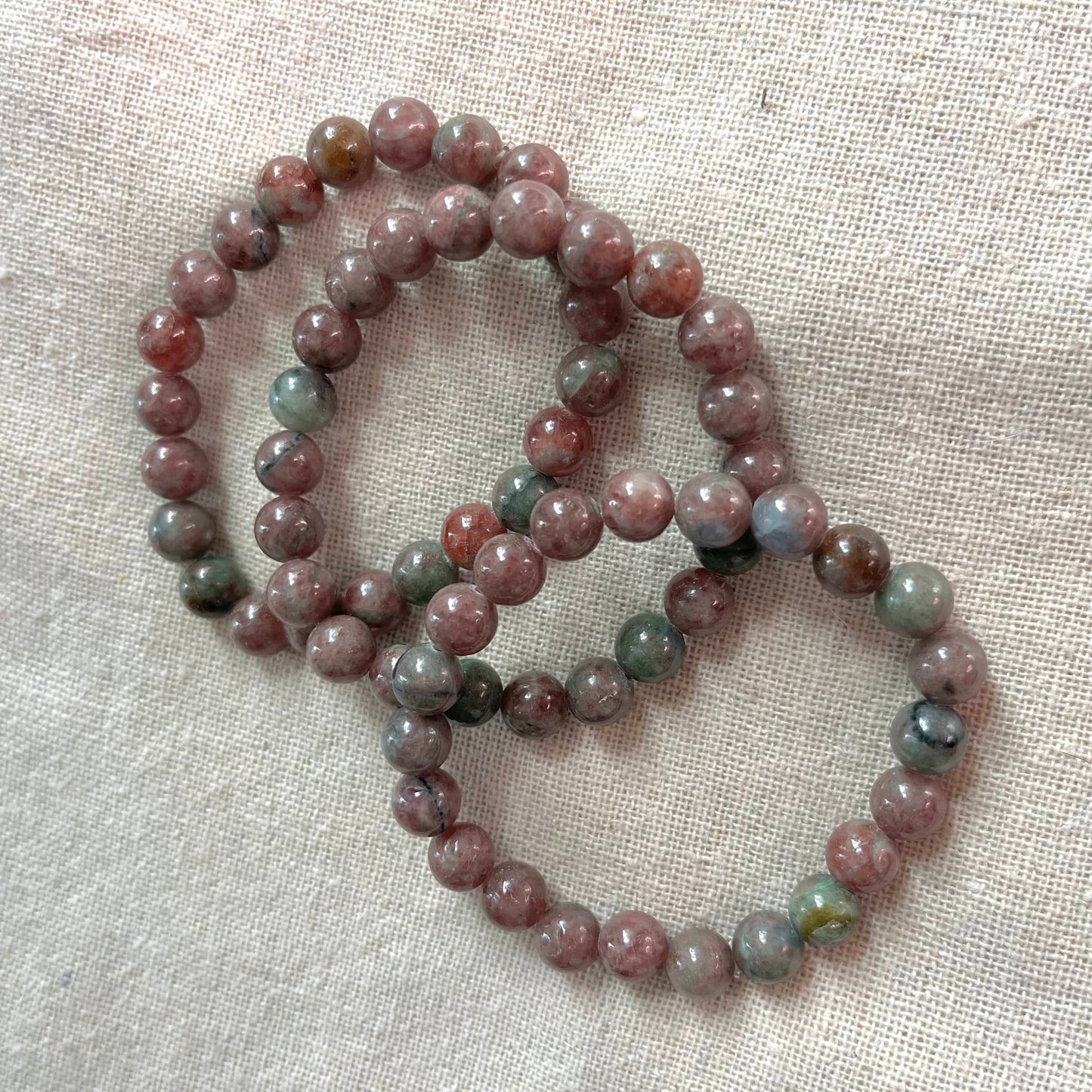 Red Green Garnet 8mm Beaded Bracelet - Growth