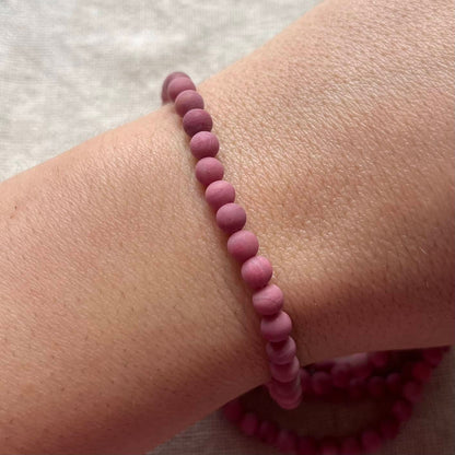 Rhodochrosite 4mm Beaded Bracelet - Compassion