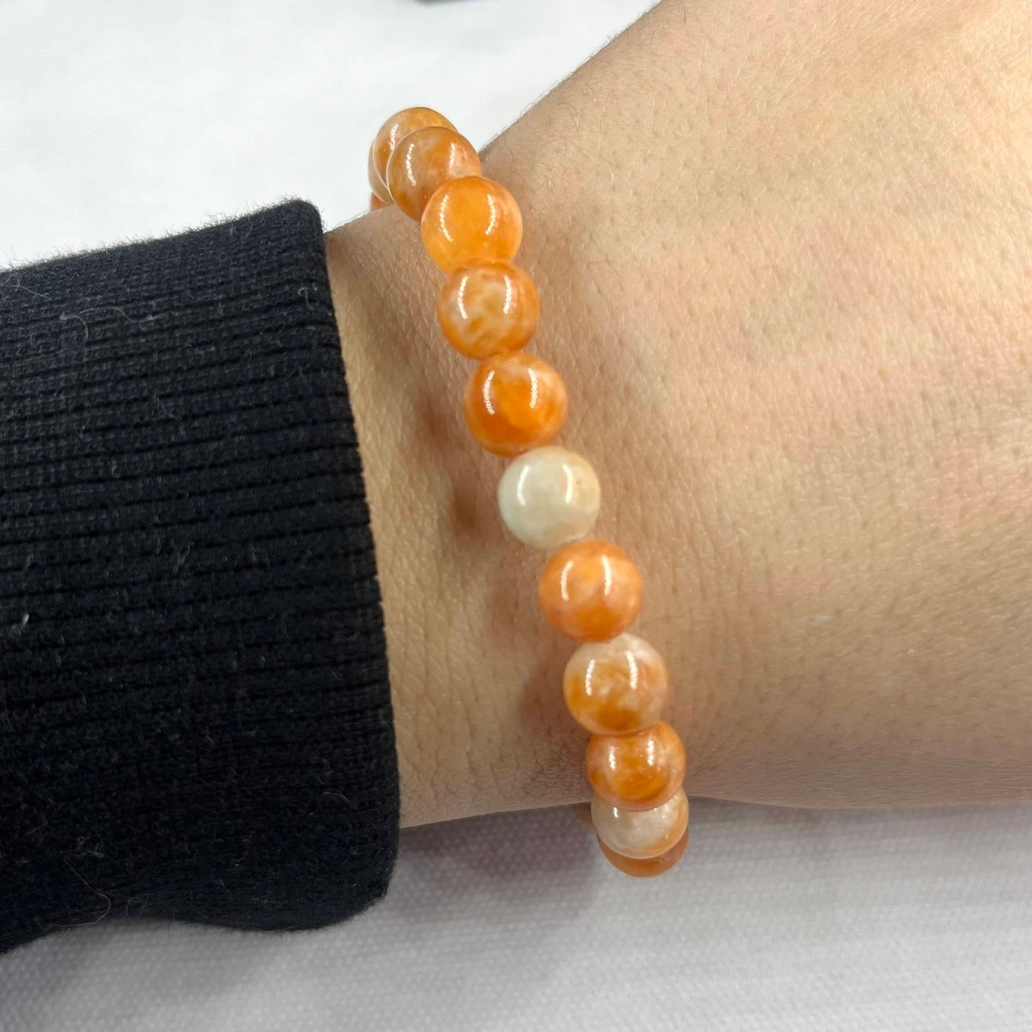 Orange Calcite 8mm Beaded Bracelet - Energising