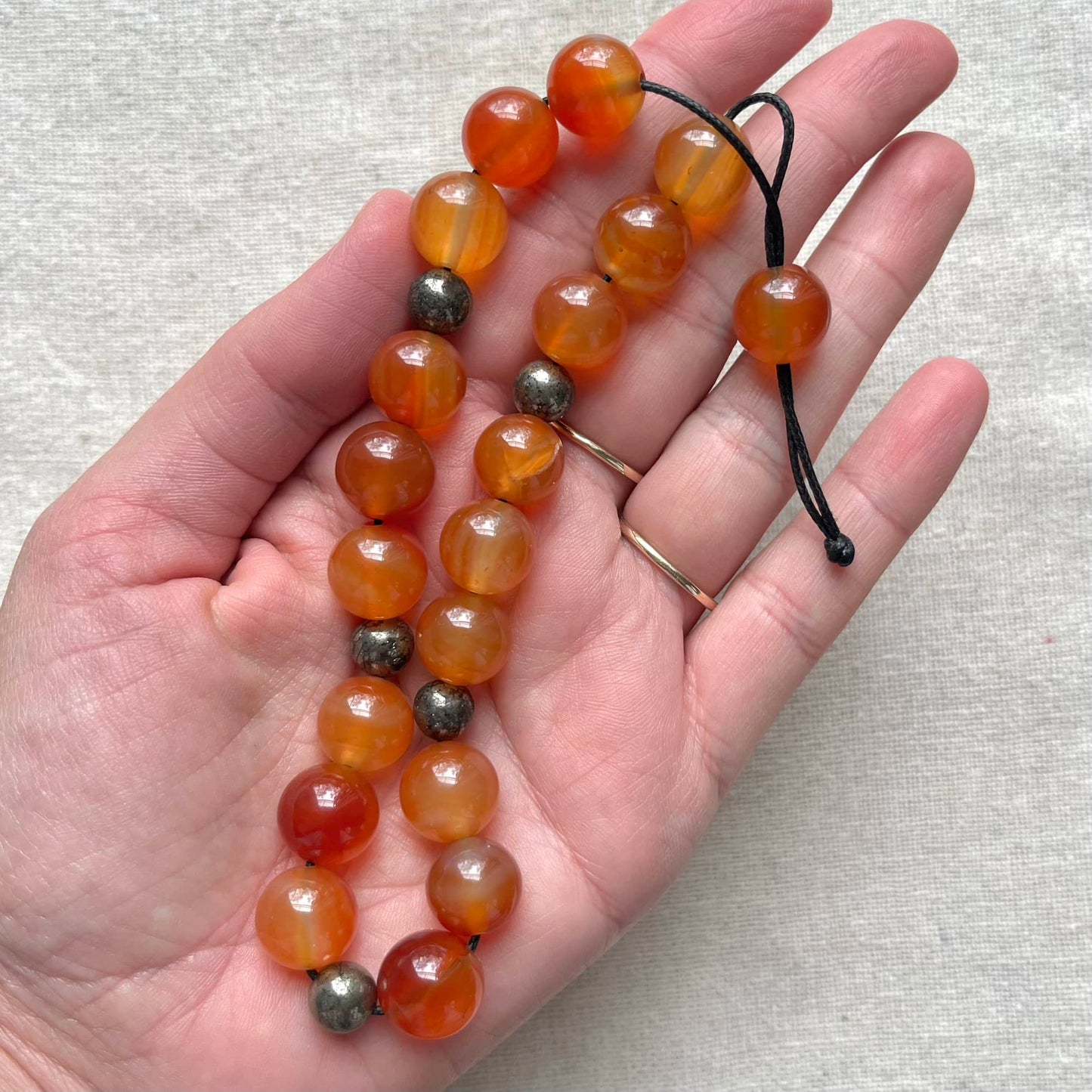 Komboloi Worry Beads - Carnelian & Pyrite