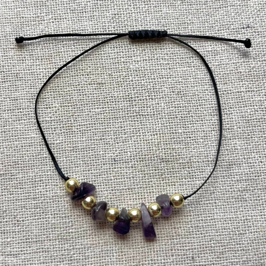 Amethyst & Hematite Cord Bracelet