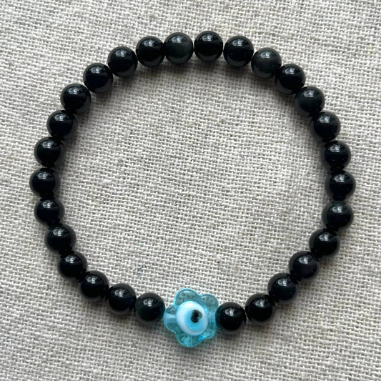 Flower Protection Bracelet - Obsidian