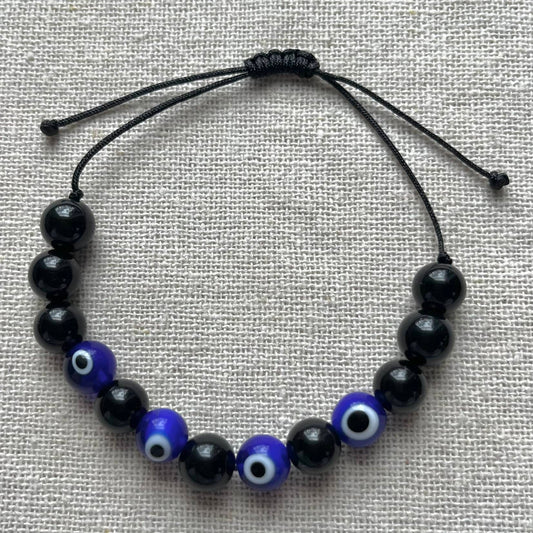 Evil Eye Obsidian Cord Bracelet