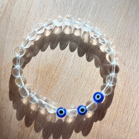 Protection Evil Eye Bracelet - Clear Quartz